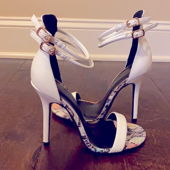 NBW Wild Diva Multicolor Snake Print White Heels - Picture 8 of 10